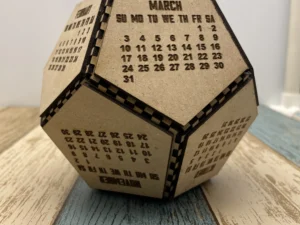 3D Hexagonal 2024 Calender Laser Cut and and Engraved
